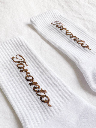 Toronto Script Cotton Crew Socks