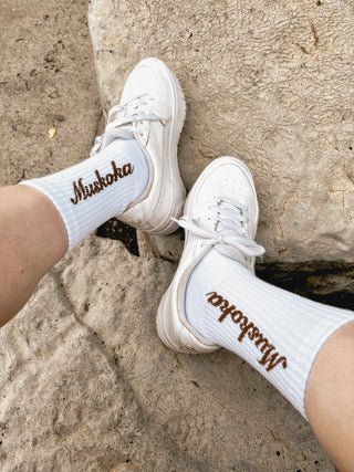 Muskoka Evergreen Love Script Cotton Crew Socks